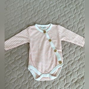 Rabbit Bear pink striped body suit 0-3months